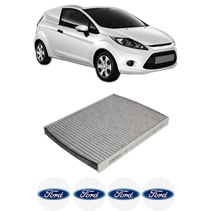 Filtru habitaclu polen Carbon FORD FIESTA VI Van 1.0 EcoBoost din 2012-2017 KW 92 CP 125 CMC 998, Auto, Bosch, 4x Stickere auto cu FORD