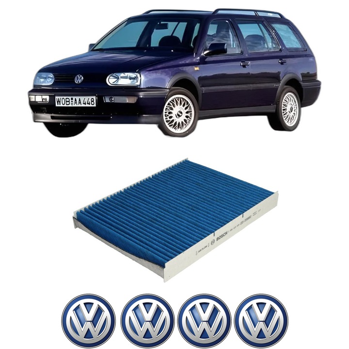 Filtru habitaclu polen Carbon Volkswagen GOLF Van III Variant (1H5) 1.9 TDI din 1996-1999 KW 81 CP 110 CMC 1896, Auto, Bosch, 4x Stickere auto cu Volkswagen