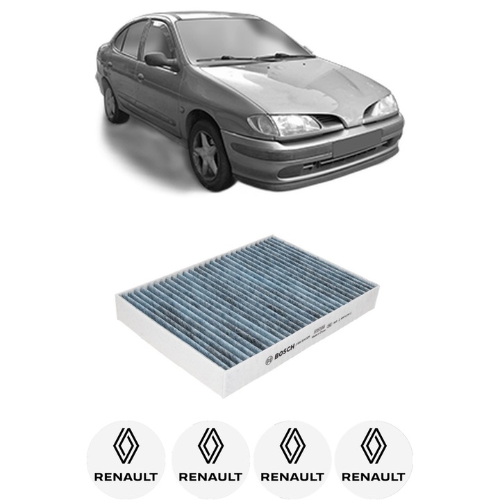 Filtru habitaclu polen Carbon RENAULT MEGANE I Hatchback Van (SA0/1_) 1.9 (SA0U, SA0R, SA0A) din 1995-2000 KW 47 CP 64 CMC 1870, Auto, Bosch, 4x Stickere auto cu RENAULT