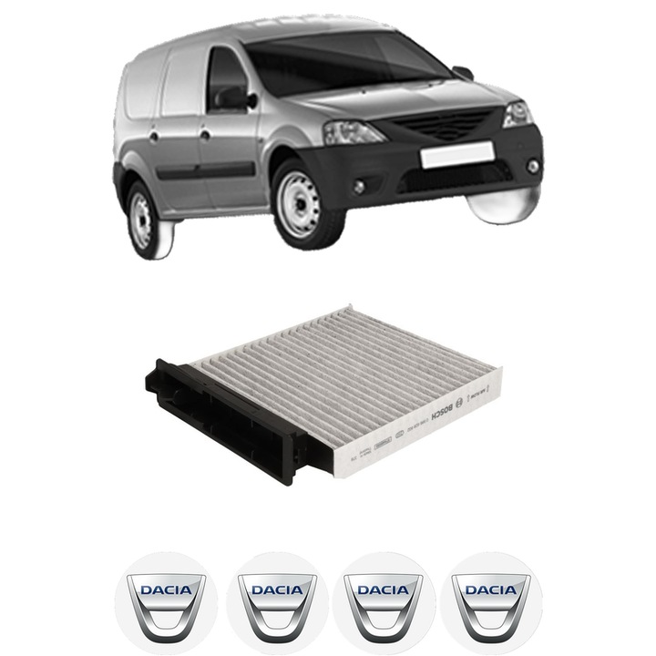 Филтър купе поленов карбонов DACIA LOGAN EXPRESS (FS_) 1.4 от 2009 KW 55 CP 75 CMC 1390, Auto, Bosch, 4x Стикери за кола DАСIA