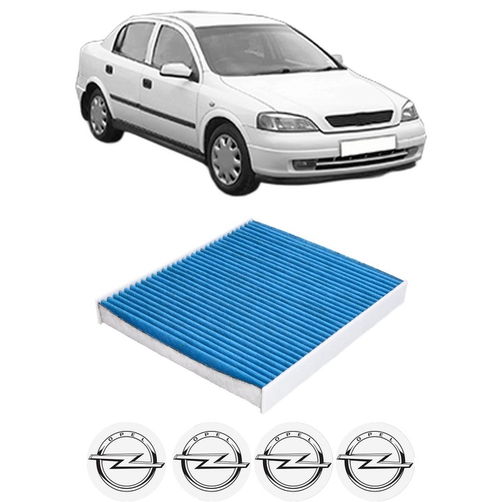 Filtru habitaclu polen Carbon OPEL ASTRA G Saloon (T98) 2.2 16V (F69) din 2001-2005 KW 108 CP 147 CMC 2198, Auto, Bosch, 4x Stickere auto cu OPEL