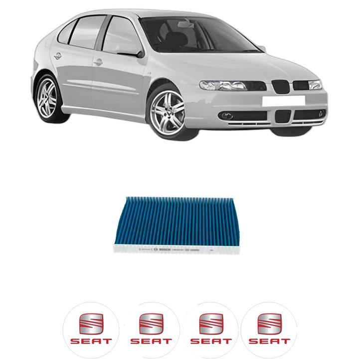 Filtru habitaclu polen Carbon SEAT LEON (1M1) 2.8 Cupra 4 din 2001-2006 KW 150 CP 204 CMC 2792, Auto, Bosch, 4x Stickere auto cu SEAT