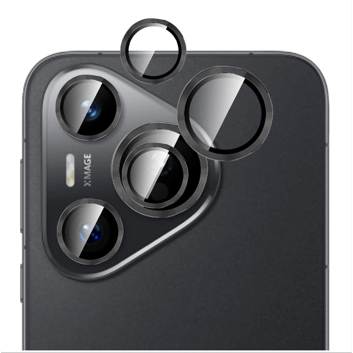 Protectie camera foto compatibila cu Huawei Pura 70, sticla securizata 9H, neagra, 0.2cm