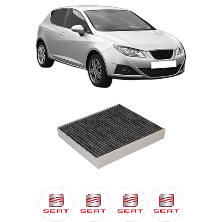 Filtru habitaclu polen Carbon SEAT IBIZA IV (6J5, 6P1) 1.2 LPG din 2008-2011 KW 51 CP 70 CMC 1198, Auto, Bosch, 4x Stickere auto cu SEAT