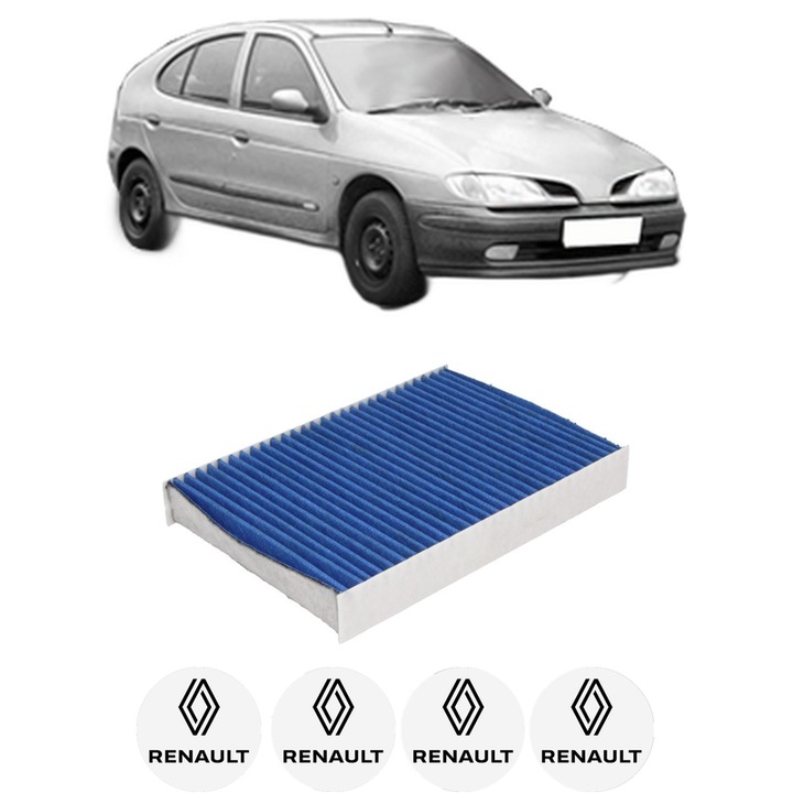 Filtru habitaclu polen Carbon RENAULT MEGANE I (BA0/1_) 1.9 D Eco (BA0A, BA0U, BA0R) din 1996-2003 KW 47 CP 64 CMC 1870, Auto, Bosch, 4x Stickere auto cu RENAULT