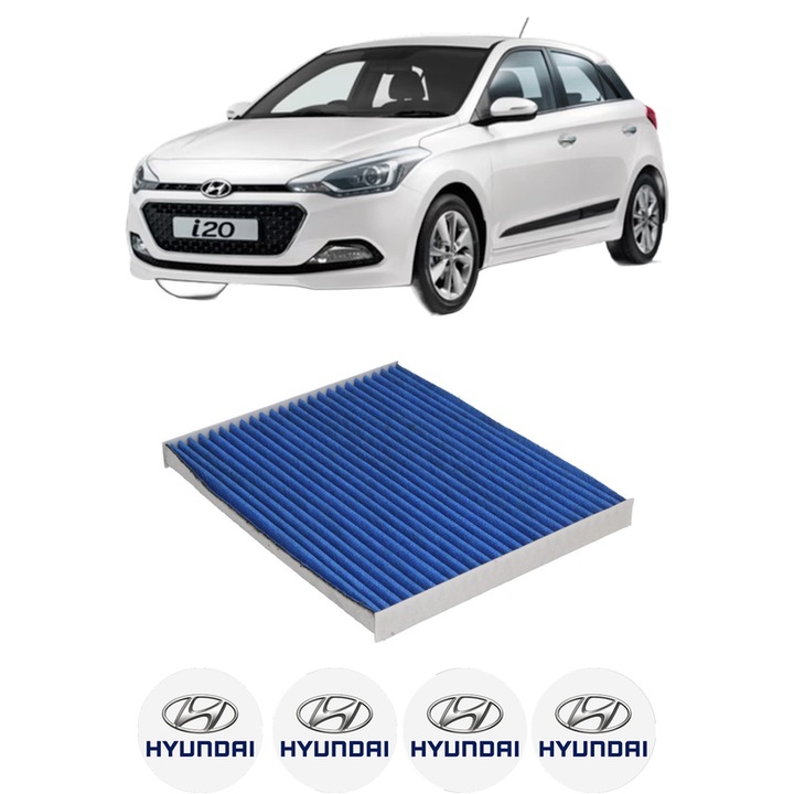 Filtru habitaclu polen Carbon HYUNDAI i20 II Coupe (GB) 1.0 T-GDI din 2016-2021 KW 74 CP 101 CMC 998, Auto, Bosch, 4x Stickere auto cu HYUNDAI