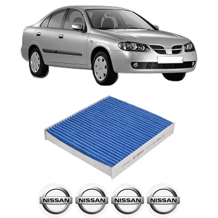 Filtru habitaclu polen Carbon NISSAN ALMERA II (N16) 1.5 dCi din 2003-2006 KW 60 CP 82 CMC 1461, Auto, Bosch, 4x Stickere auto cu NISSAN