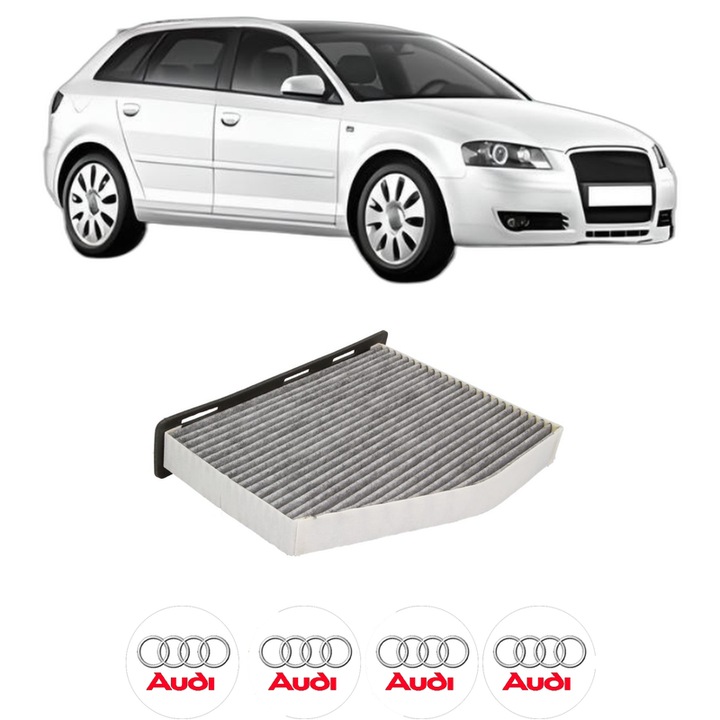 Filtru habitaclu polen Carbon AUDI A3 Sportback (8PA) 2.0 TDI 16V quattro din 2005-2013 KW 103 CP 140 CMC 1968, Auto, Bosch, 4x Stickere auto cu AUDI
