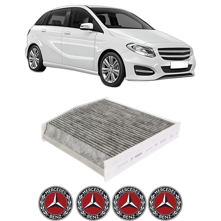 Filtru habitaclu polen Carbon MERCEDES-BENZ B-CLASS Sports Tourer (W246, W242) B 220 4-matic (246.247) din 2013-2018 KW 135 CP 184 CMC 1991, Auto, Bosch, 4x Stickere auto cu MERCEDES-BENZ