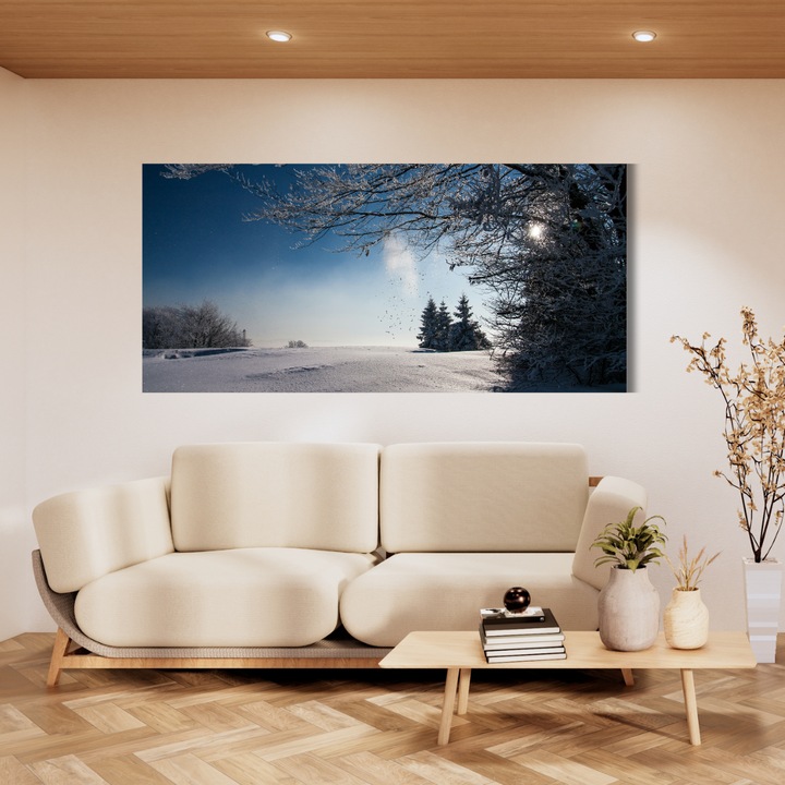 Tablou decorativ pe panza – Iarna linistita in natura 70*140 cm