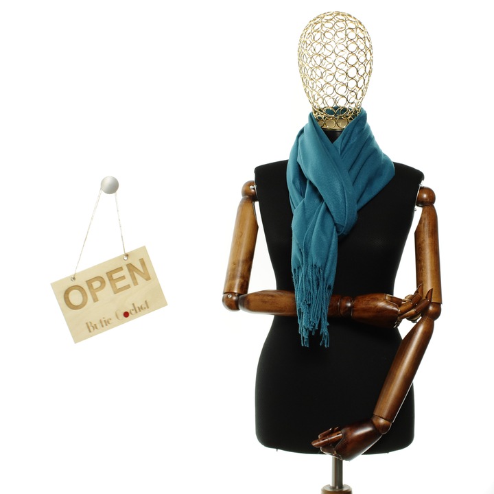 Esarfa dama, din lana, Buticcochet, 70x190 cm, model Uni, Turcoaz - ES3119