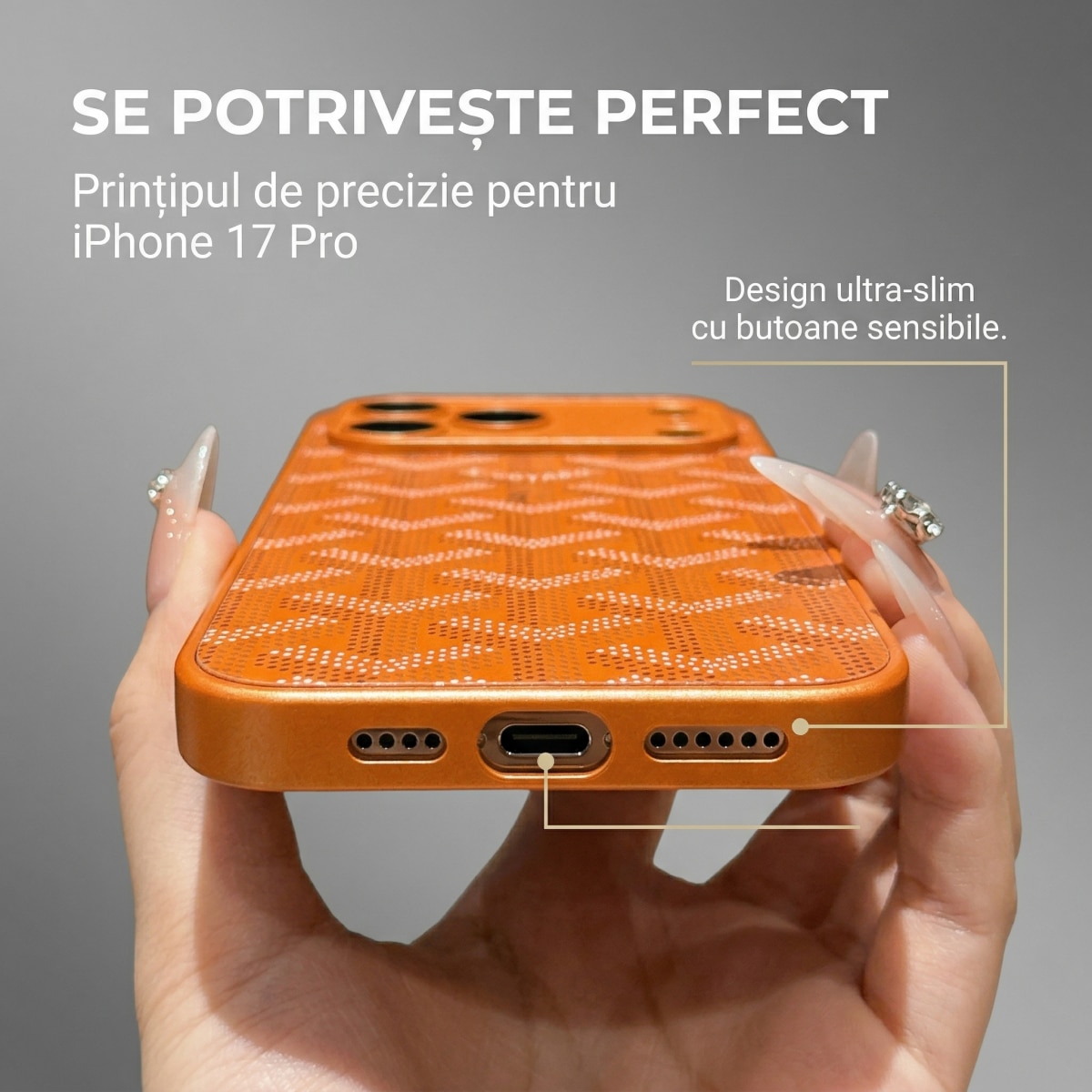 Husa Pentru iPhone 17 Pro, Acril, Super Rezistenta, Portocaliu