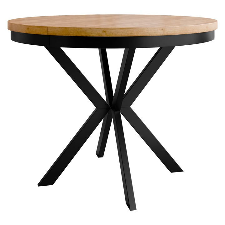 Masa extensibila Azglo 100, MIRJAN 24, negru / stejar craft auriu, 100x100x76 cm