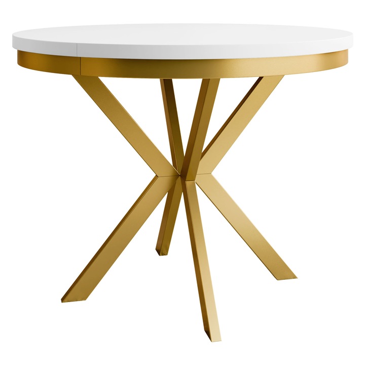 Masa extensibilă, MIRJAN 24, auriu / alb arctic, 120x196x76 cm