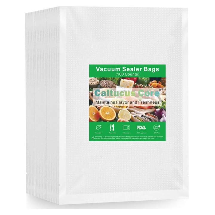 Pungi de vidat set 100 buc, Caltucus Core, 20x30cm, material BPA free, rezistente, pentru depozitare alimente