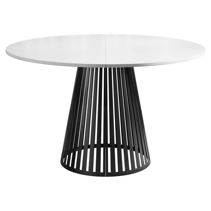Masa extensibila Klinue 120, MIRJAN 24, negru / alb arctic, 120x120x76 cm