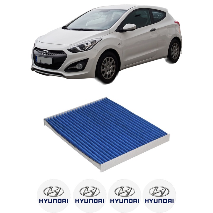 Filtru habitaclu polen Carbon HYUNDAI i30 Coupe 1.4 CRDi din 2013-2017 KW 66 CP 90 CMC 1396, Auto, Bosch, 4x Stickere auto cu HYUNDAI