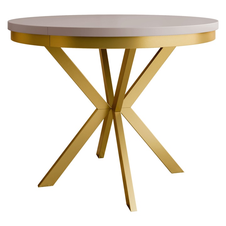 Masa extensibila Azglo 90, MIRJAN 24, auriu / casmir, 90x90x76 cm