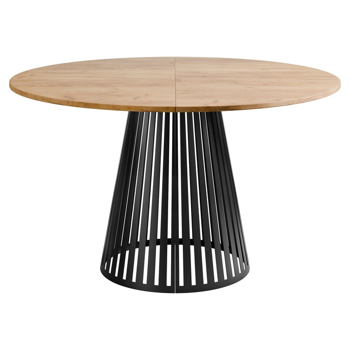 Masa extensibila Klinue 100, MIRJAN 24, negru / stejar craft auriu, 100x100x76 cm