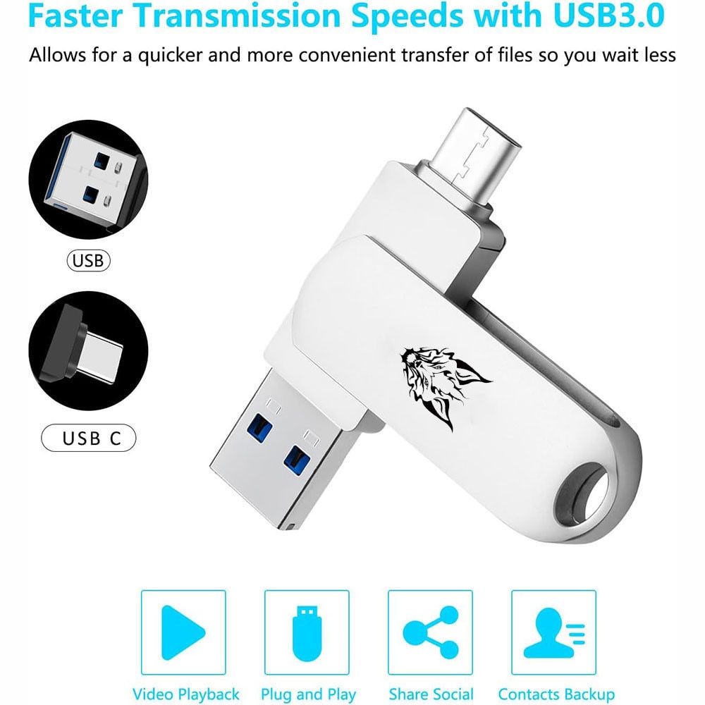 Pen Drive USB 512 GB Con USB-C E USB 3.0 – Corpo In Lega Di Zinco, Per IOS, Android E PC - 6