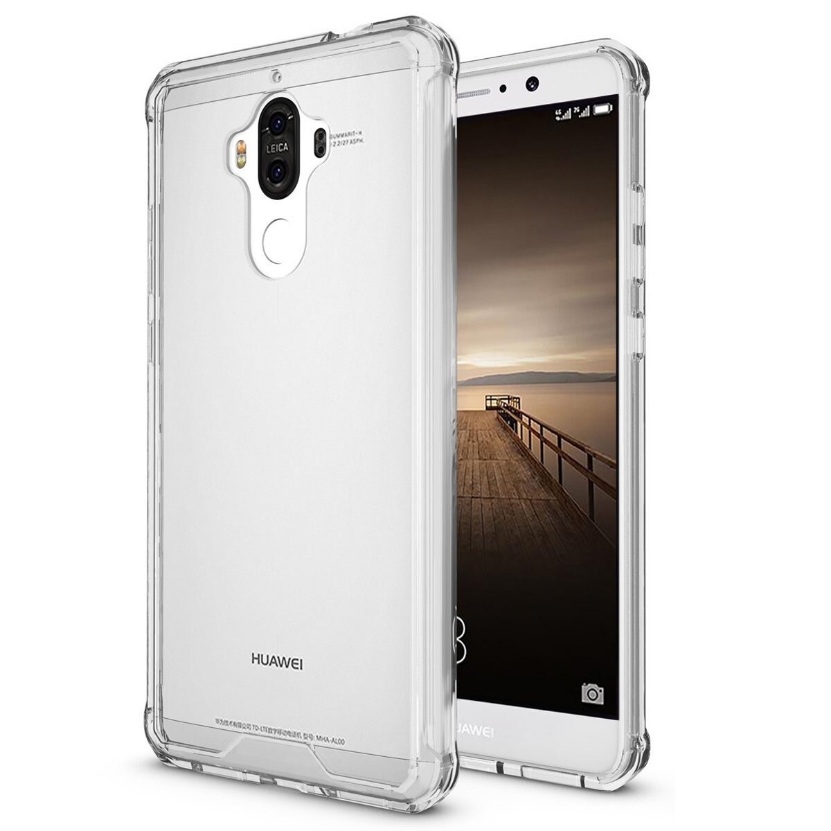 Husa de protectie Hybrid Antisoc pentru Samsung Huawei Mate 9, carcasa spate PC transparenta cu cadru, Transparent