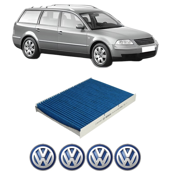 Filtru habitaclu polen Carbon Volkswagen PASSAT B5.5 Variant (3B6) 2 din 2001-2005 KW 96 CP 130 CMC 1984, Auto, Bosch, 4x Stickere auto cu Volkswagen