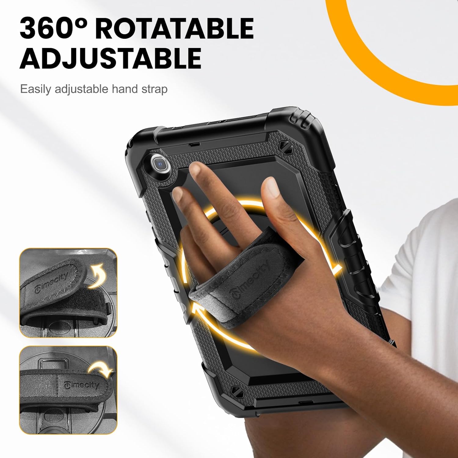 Pachet 360 pentru tableta Samsung Galaxy Tab A 8.4" 2020 (SM-T307/T307U) – husa Sigloo cu folie inclusa, curea de umar si suport rotativ, Negru