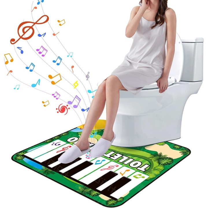 Covorase baie Avaleea, Covoras Pian Electric Interactiv, 3 Moduri, Verde, 60x48cm