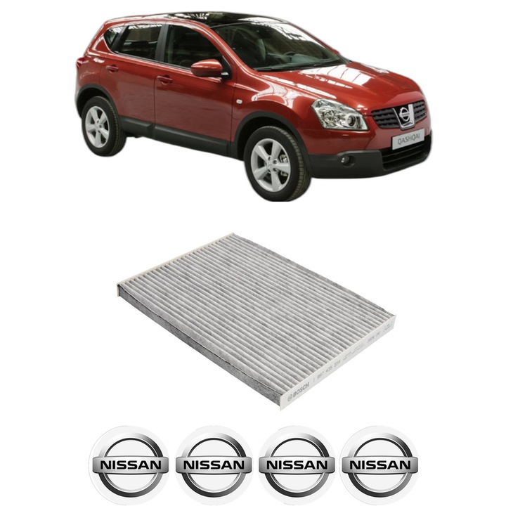 Filtru habitaclu polen Carbon NISSAN QASHQAI +2 (JJ10E) 1.6 din 2010-2013 KW 86 CP 117 CMC 1598, Auto, Bosch, 4x Stickere auto cu NISSAN