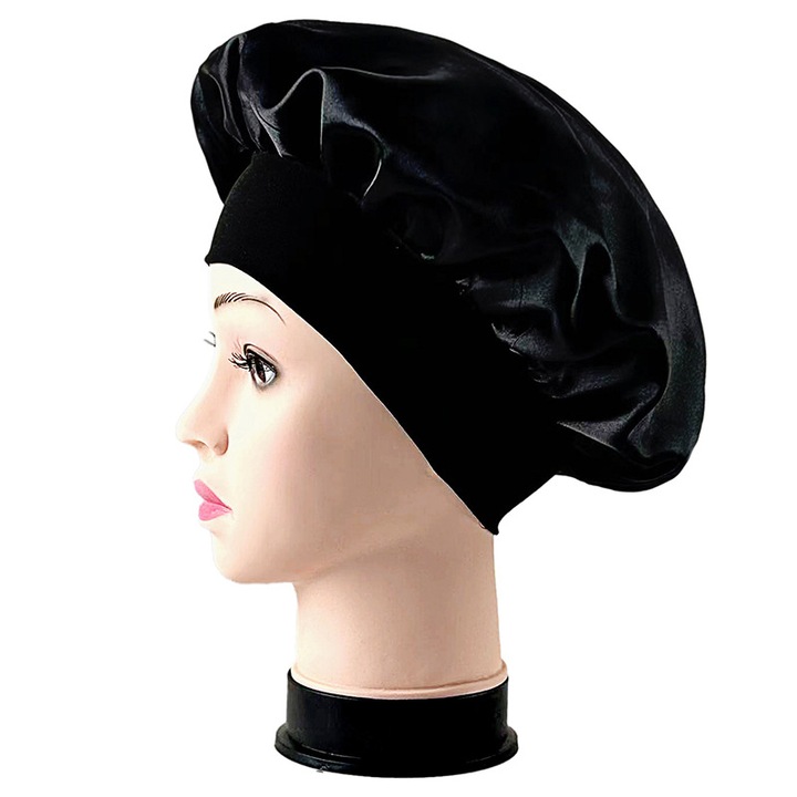 Caciula de somn din satin, design mare, banda elastica lata, multicolor