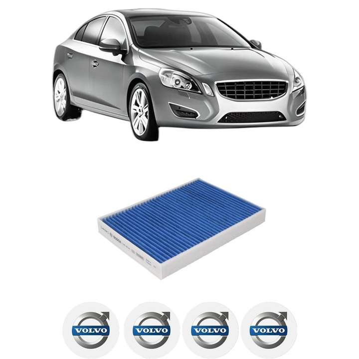 Filtru habitaclu polen Carbon VOLVO S60 II (134) D2 din 2015-2018 KW 88 CP 120 CMC 1969, Auto, Bosch, 4x Stickere auto cu VOLVO