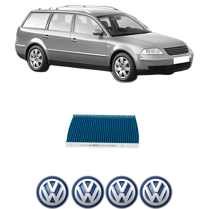 Filtru habitaclu polen Carbon Volkswagen PASSAT B5.5 Variant (3B6) 2 din 2001-2005 KW 96 CP 130 CMC 1984, Auto, Bosch, 4x Stickere auto cu Volkswagen