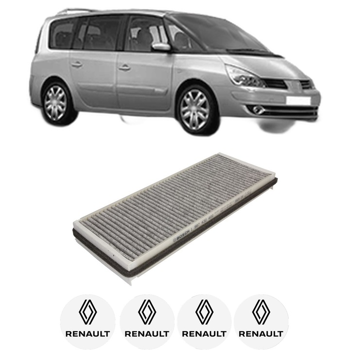 Filtru habitaclu polen Carbon RENAULT ESPACE IV (JK0/1_) 3.5 V6 (JK00, JK0F, JK0P, JK0S, JK0W) din 2002 KW 177 CP 241 CMC 3498, Auto, Bosch, 4x Stickere auto cu RENAULT