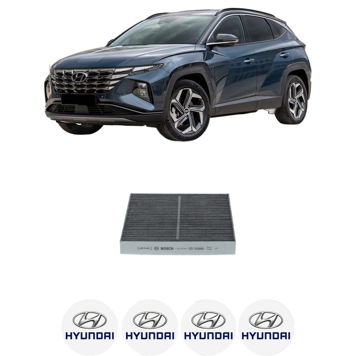 Филтър купе поленов карбонов HYUNDAI TUCSON (NX4E, NX4A) 1.6 T-GDI Plug-in-Hybrid от 2024 KW 185 HP 252 CMC 1598, Авто, Bosch, 4x Стикери за кола с HYUNDAI