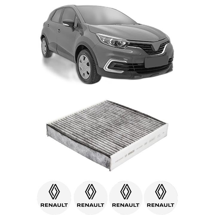 Filtru habitaclu polen Carbon RENAULT KAPTUR (H5_) 1.3 TCe 150 4x4 (H5M3) din 2021 KW 110 CP 150 CMC 1332, Auto, Bosch, 4x Stickere auto cu RENAULT