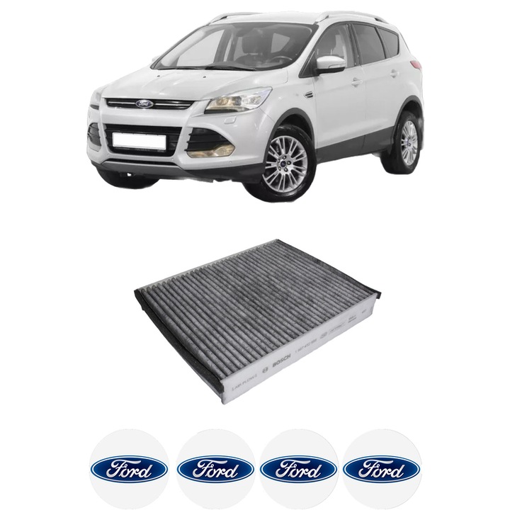 Filtru habitaclu polen Carbon FORD KUGA II (DM2) 2.0 EcoBoost 4x4 din 2017-2018 KW 178 CP 242 CMC 1999, Auto, Bosch, 4x Stickere auto cu FORD