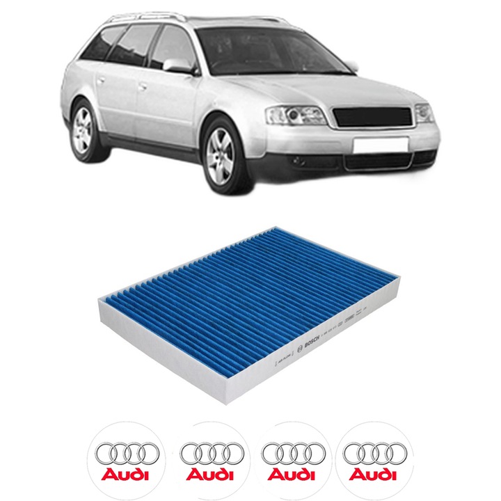 Filtru habitaclu polen Carbon AUDI A6 C5 Avant (4B5, 4B6) RS6 plus quattro din 2004-2005 KW 353 CP 480 CMC 4172, Auto, Bosch, 4x Stickere auto cu AUDI