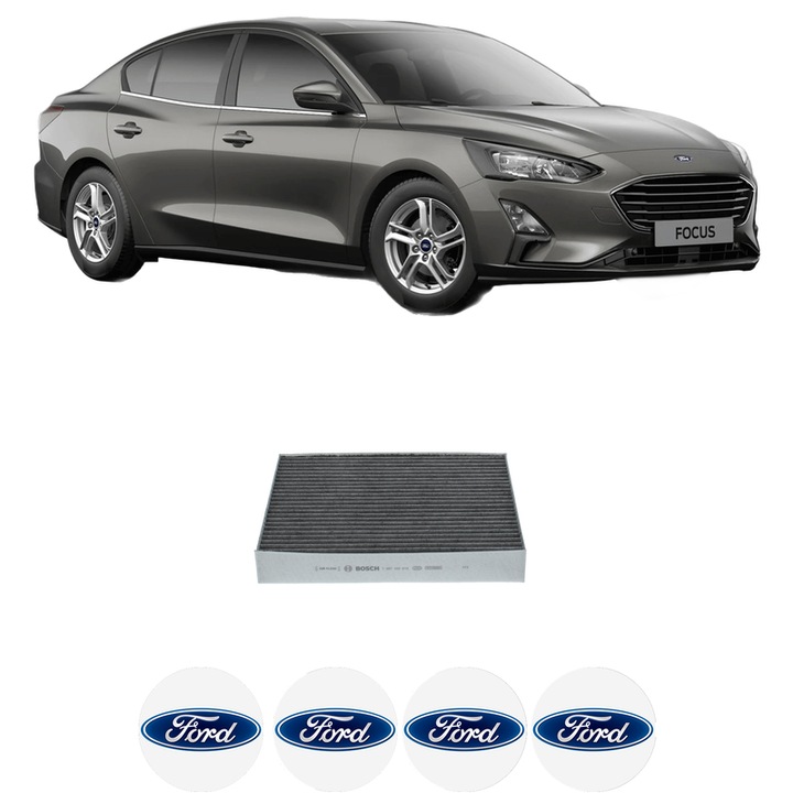 Filtru habitaclu polen Carbon FORD FOCUS IV Saloon (HM) 1.5 EcoBlue din 2018 KW 88 CP 120 CMC 1499, Auto, Bosch, 4x Stickere auto cu FORD