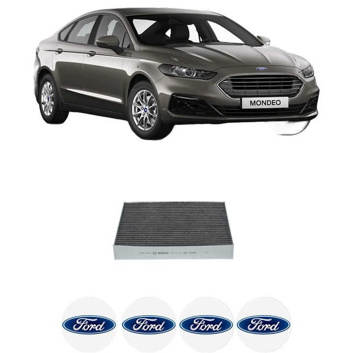 Filtru habitaclu polen Carbon FORD MONDEO V Saloon (CD) 2.0 EcoBlue din 2019 KW 88 CP 120 CMC 1995, Auto, Bosch, 4x Stickere auto cu FORD
