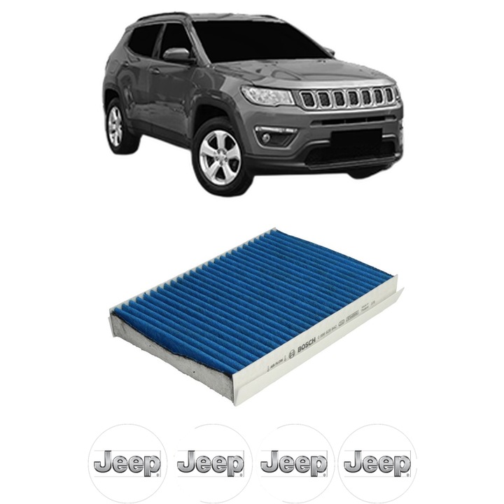 Filtru habitaclu polen Carbon JEEP COMPASS (MP, M6, MV, M7) 1.4 MultiAir din 2017 KW 103 CP 140 CMC 1368, Auto, Bosch, 4x Stickere auto cu JEEP