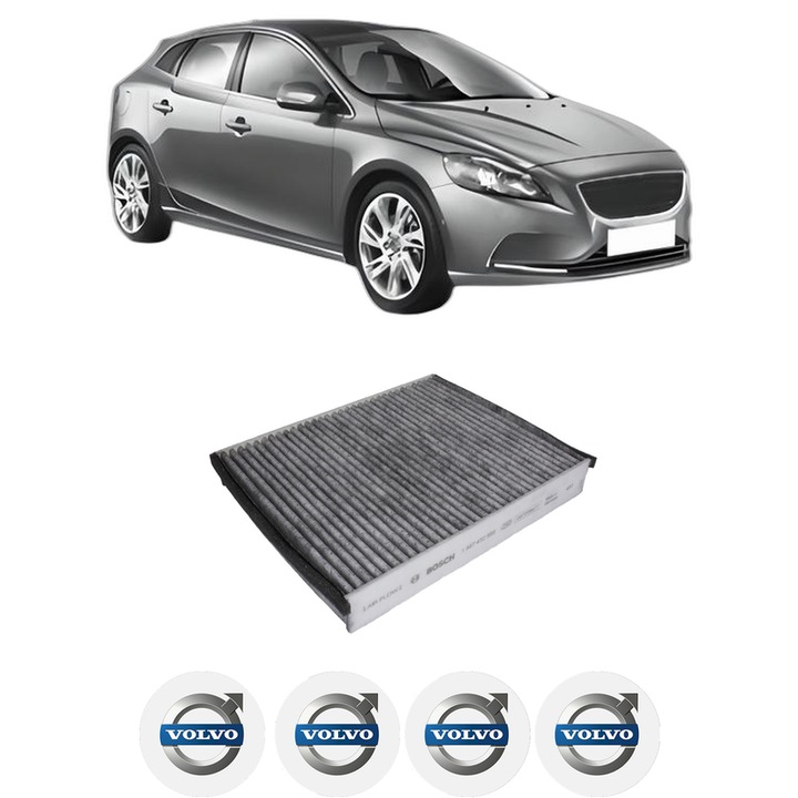 Filtru habitaclu polen Carbon VOLVO V40 Hatchback (525) D2 din 2012-2016 KW 84 CP 114 CMC 1560, Auto, Bosch, 4x Stickere auto cu VOLVO