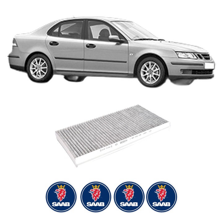 Filtru habitaclu polen Carbon SAAB 9-3 (YS3F, E79, D79, D75) 1.9 TiD din 2004-2015 KW 88 CP 120 CMC 1910, Auto, Bosch, 4x Stickere auto cu SAAB