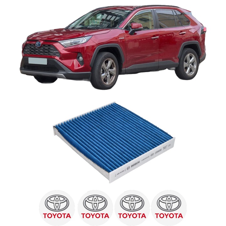 Filtru habitaclu polen Carbon TOYOTA RAV 4 IV (_A4_) 2.0 4WD (ZSA44_, ZSA44R) din 2012-2018 KW 111 CP 151 CMC 1987, Auto, Bosch, 4x Stickere auto cu TOYOTA