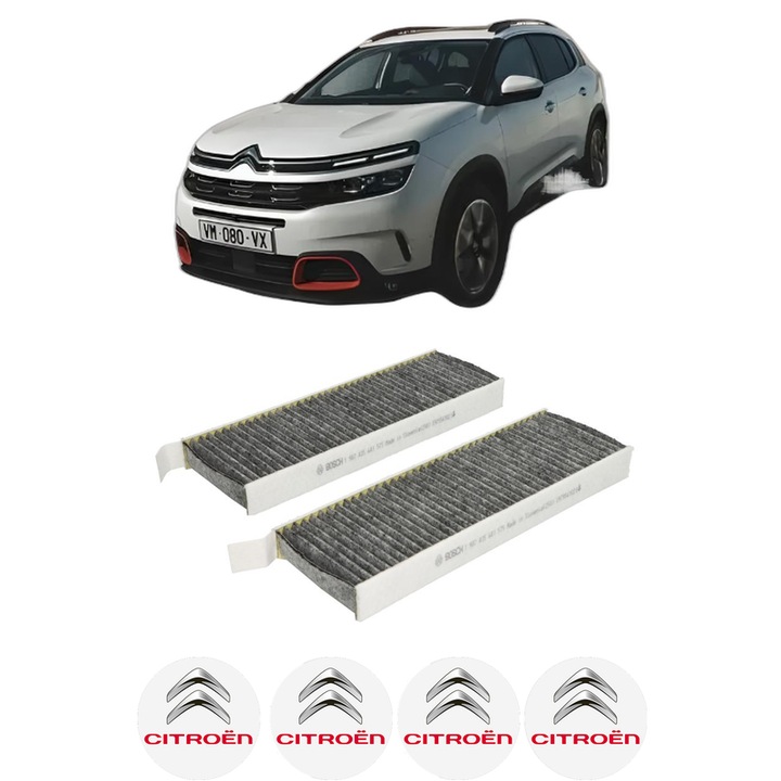Filtru habitaclu polen Carbon CITROEN C5 AIRCROSS (A_) 1.5 BlueHDi 130 (ACYHZJ, ACYHZR) din 2018 KW 96 CP 131 CMC 1499, Auto, Bosch, 4x Stickere auto cu CITROEN