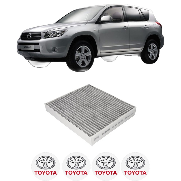 Filtru habitaclu polen Carbon TOYOTA RAV 4 III (_A3_) 2.0 (ZSA35_, ZSA35R) din 2008-2013 KW 116 CP 158 CMC 1987, Auto, Bosch, 4x Stickere auto cu TOYOTA