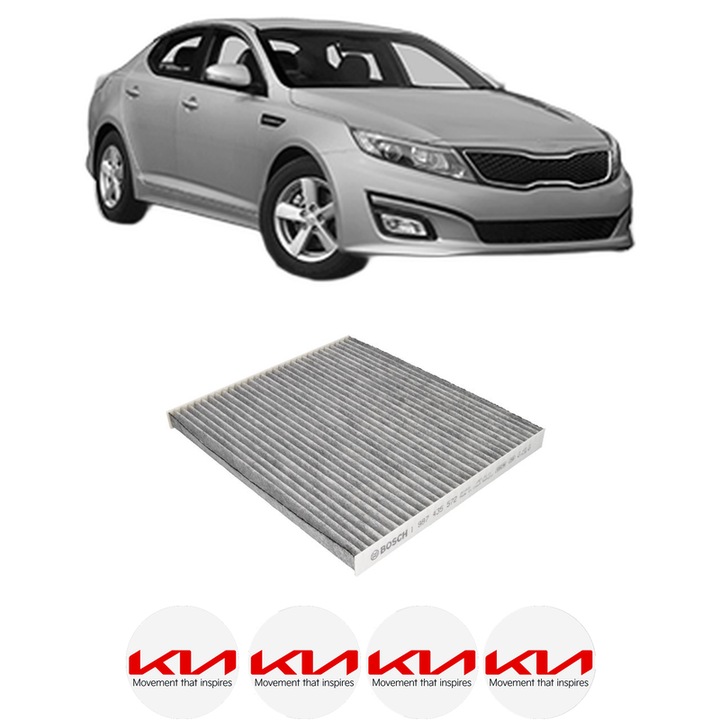 Filtru habitaclu polen Carbon KIA OPTIMA (FSGDS6B) 2.0 CVVT din 2013-2015 KW 121 CP 165 CMC 1999, Auto, Bosch, 4x Stickere auto cu KIA