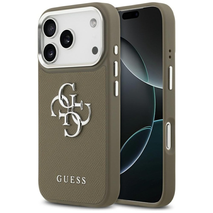 Guess Grained Big 4G Classic Logo tok iPhone 17 Pro készülékhez barna