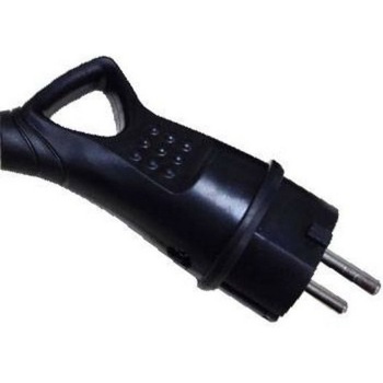 Stecher SCHUKO CAUCIUC cu maner extragere 16A / 250VAC, rezistent la apa, culoare neagra Stecher SCHUKO CAUCIUC cu maner extragere 16A / 250VAC, rezistent la apa, culoare neagra
