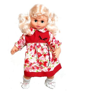 Papusa Mihaela cu imprimeu floral, culoare alb/rosu, inaltime 55 cm Papusa Mihaela cu imprimeu floral, culoare alb/rosu, inaltime 55 cm