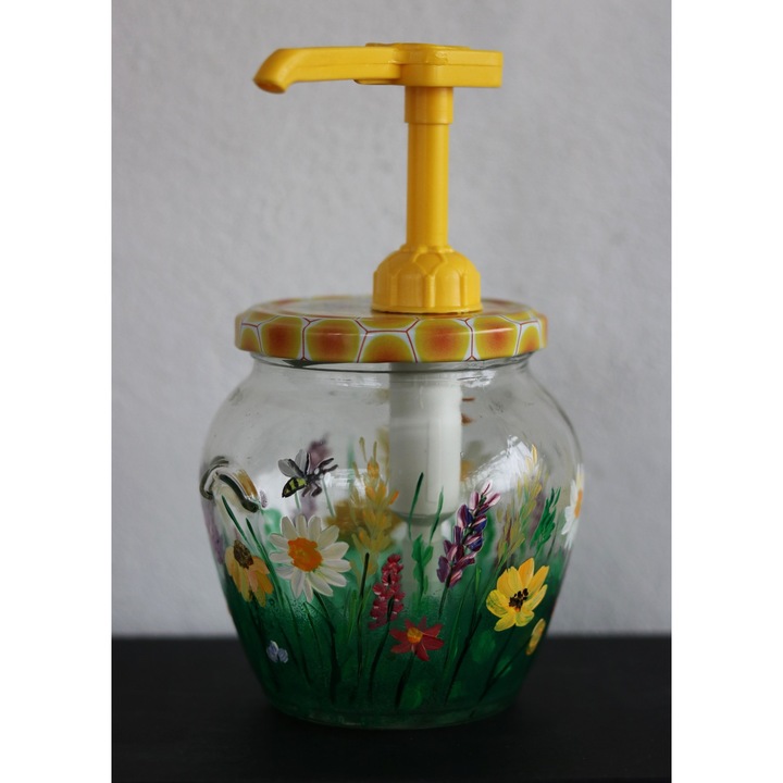 Borcane pictate manual cu dozator pentru miere